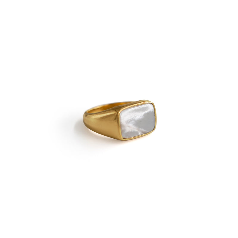 Natural White Sea Shell Mother Of Pearl Ring Square Shape Adjustable | eBay